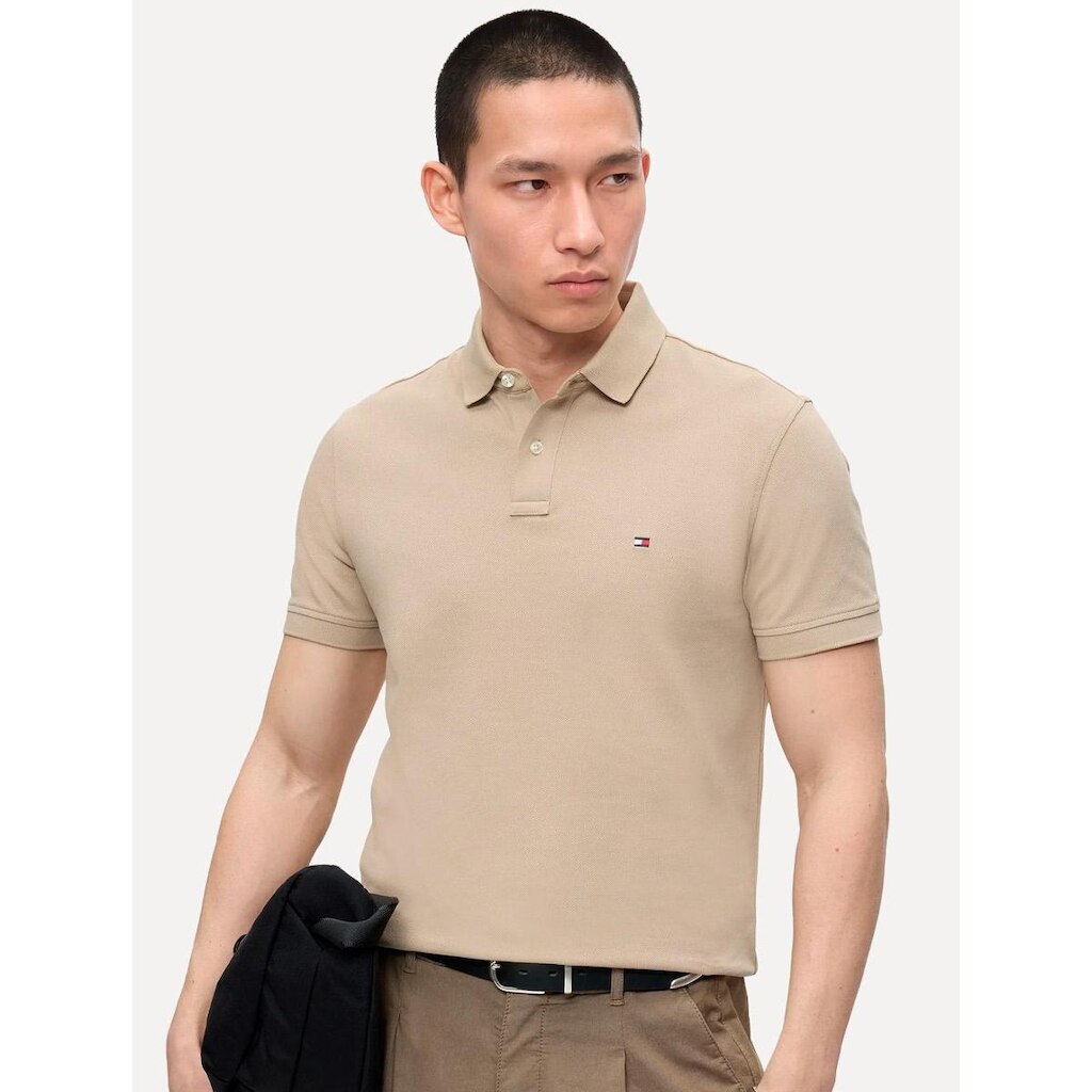 Polo Tommy Hilfiger Masculina Regular Piquet Garment Dye Cáqui