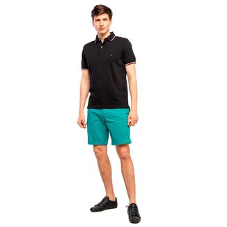 Polo Tommy Hilfiger Masculina Regular Tipped Preta