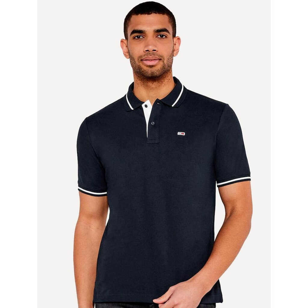 Polo Tommy Jeans Masculina Piquet Regular Tipped Azul Marinho