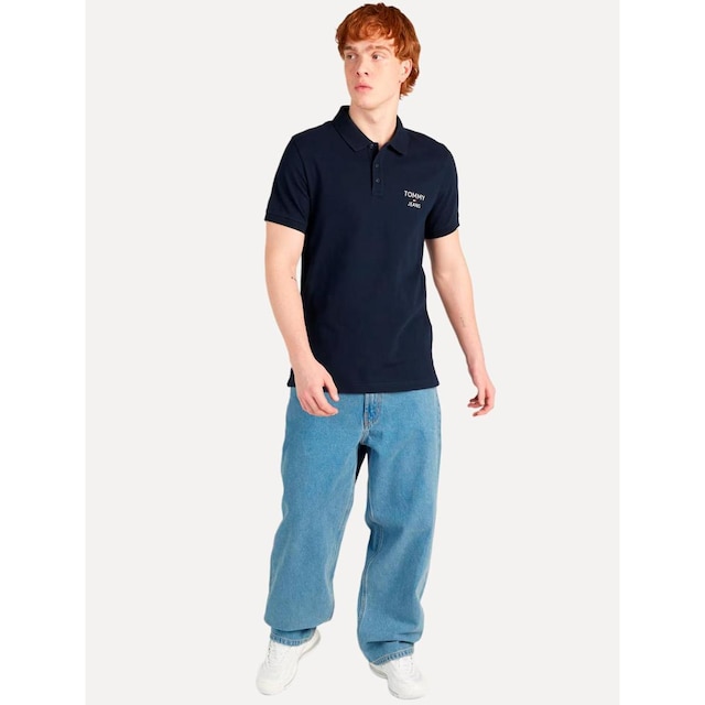Polo Tommy Jeans Masculina Regular Corp Chest Azul Marinho