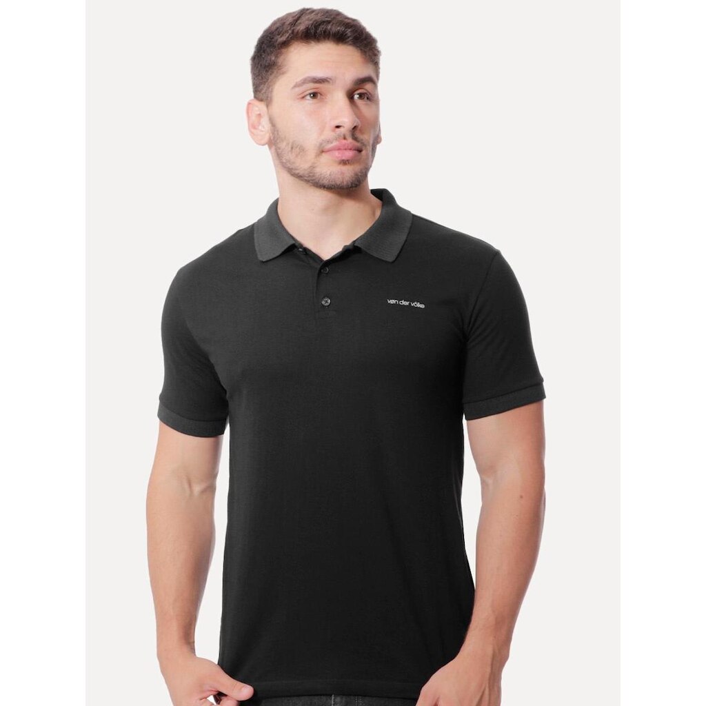 Polo Von der Volke Masculina Malha Origineel Label Preta