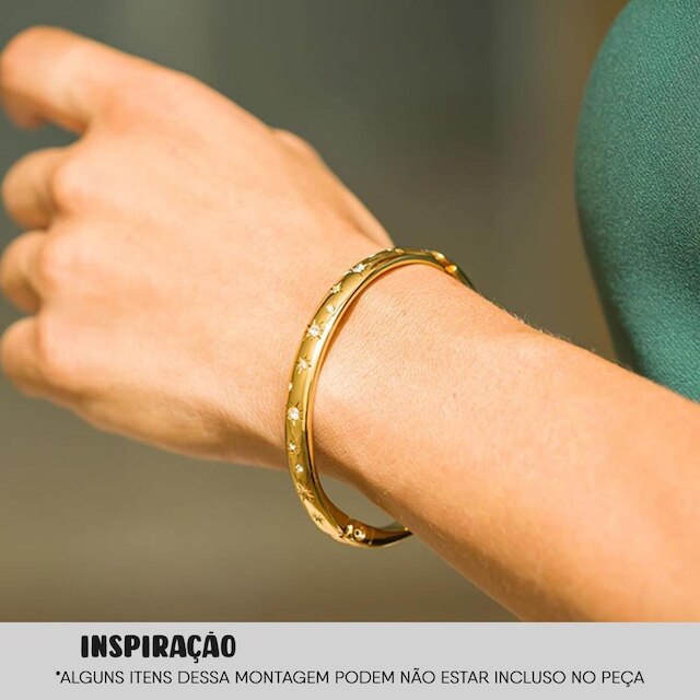Pulseira Articulada Feminina e Masculina Strass Ouro 68MM LadyLu