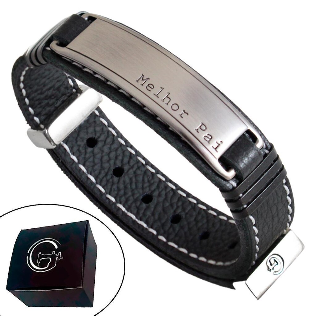 Pulseira de Couro Ajustável MELHOR PAI - NE