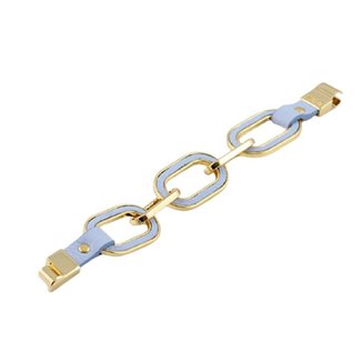 Pulseira de Couro Feminina 3 Elos Banhado a Ouro 18k