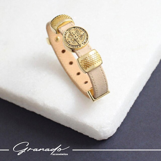 Pulseira de Couro Feminina São Bento Ajustável - NE