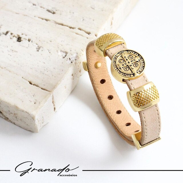 Pulseira de Couro Feminina São Bento Ajustável - NE