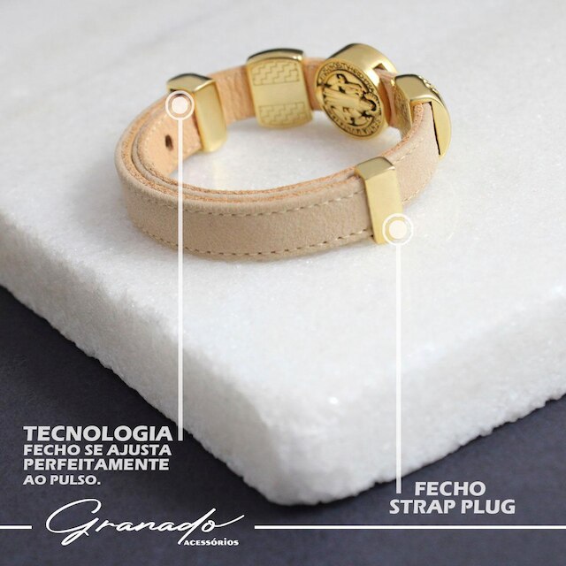 Pulseira de Couro Feminina São Bento Ajustável - NE