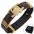 Pulseira de Couro Ferradura Cavalo Country Fecho Strap Plug Ajustável Banhado a Ouro - NE - Marrom