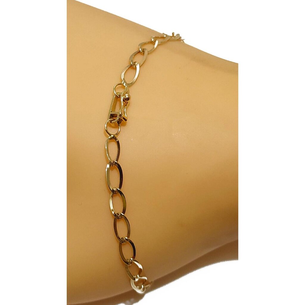Pulseira Em Ouro 10k 416 Elos Laminados Pequenos 20 Cm
