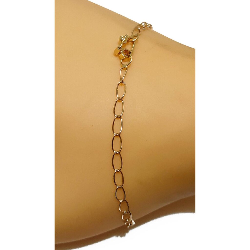 Pulseira Em Ouro 10k 416 Elos Redondos Pequenos 20 Cm