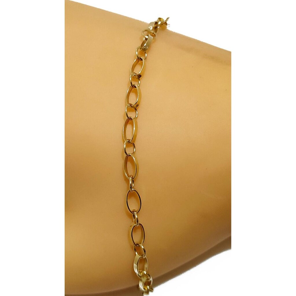 Pulseira Em Ouro 18k 750 Elos Mistos 16 Cm