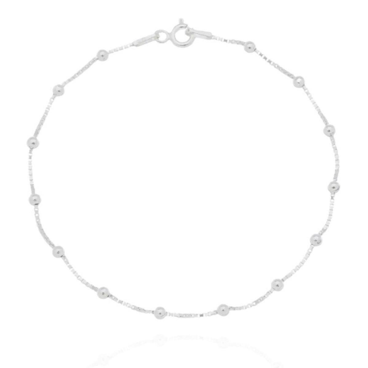 Pulseira feminina de Prata 925 legitima modelo elo Veneziana com Bolinhas - Prata Menor preço em Pulseira feminina de Prata 925 legitima modelo elo Veneziana com Bolinhas - Prata