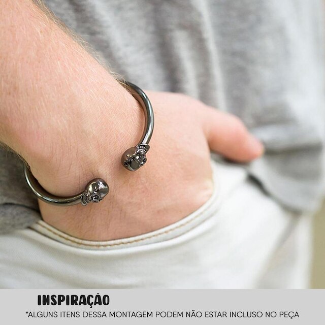 Pulseira Feminina e Masculina Caveira Grafite 66MM LadyLu