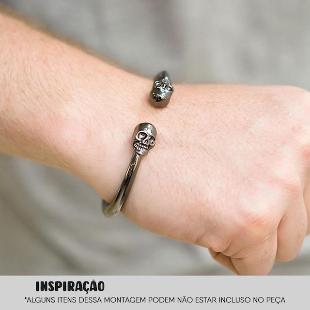 Pulseira Feminina e Masculina Caveira Grafite 66MM LadyLu