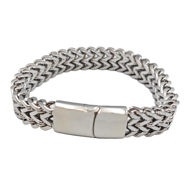 Pulseira Masculina Bracelete Grossa Largura De Aço Inox Resistente