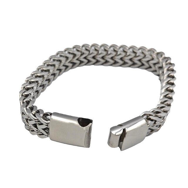 Pulseira Masculina Bracelete Grossa Largura De Aço Inox Resistente
