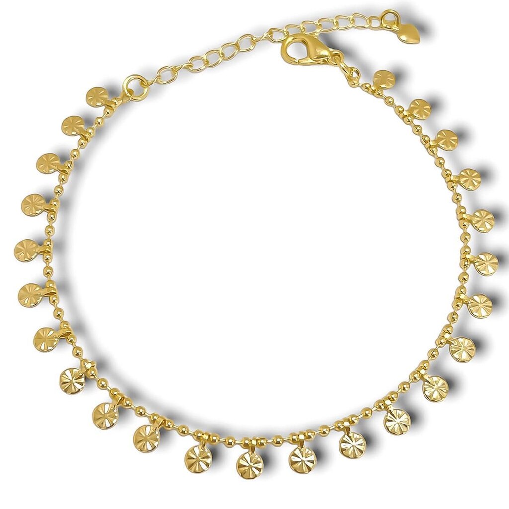 Pulseira Medalhas Pequenas Diamantadas Banhada a Ouro 18k Semijoia