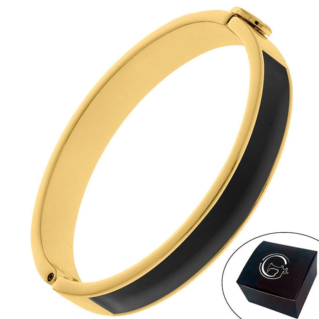 Pulseira Oval Slim com Resina Preto Banhado a Ouro - NE