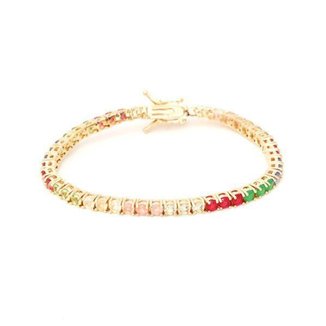 Pulseira Riviera Pedras Fusion Coloridas Semijoia Tamanho:16 cm