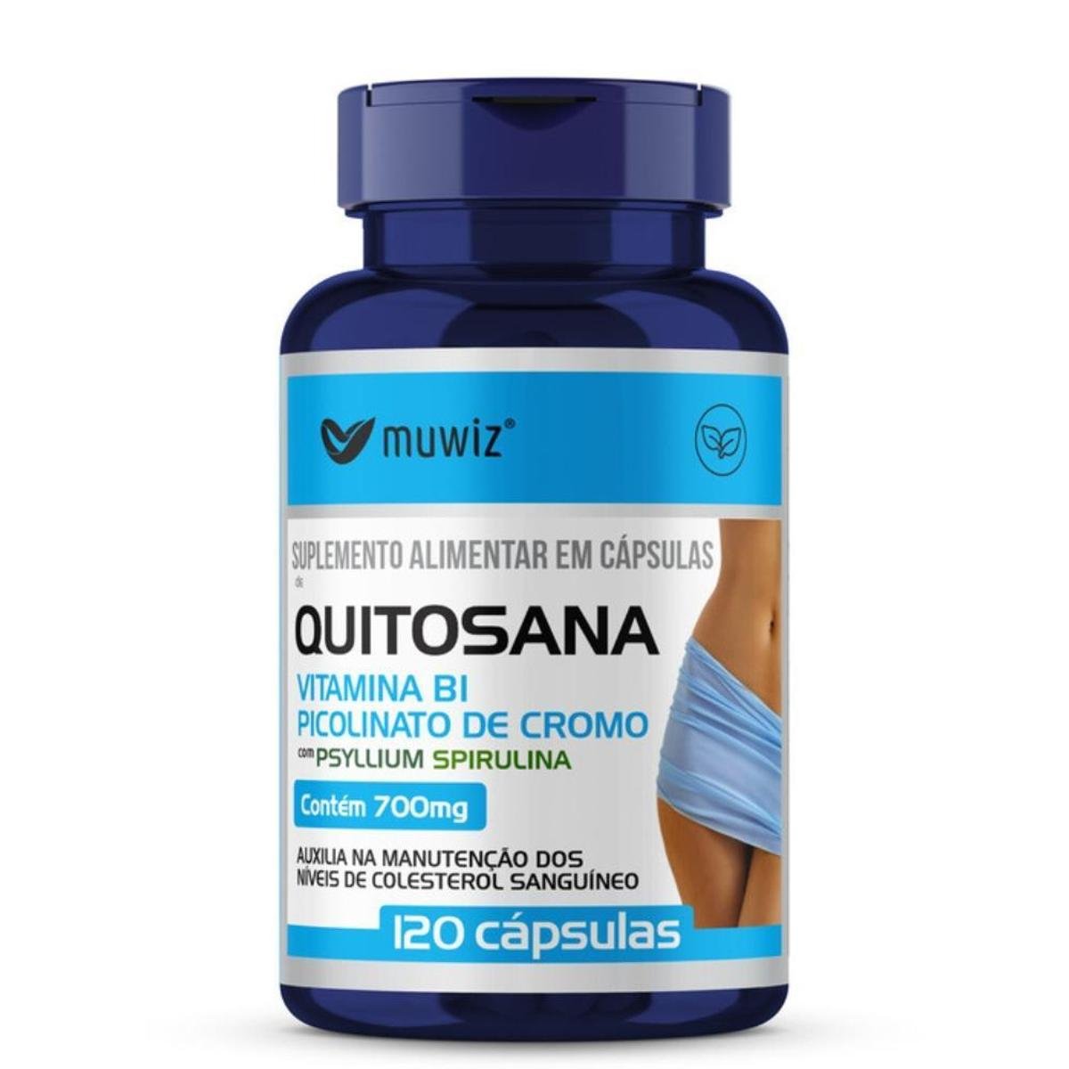 Quitosana, Spirulina, Psyllium, B1 e Cromo 120 cápsulas 700mg Muwiz Menor preço em Quitosana, Spirulina, Psyllium, B1 e Cromo 120 cápsulas 700mg Muwiz