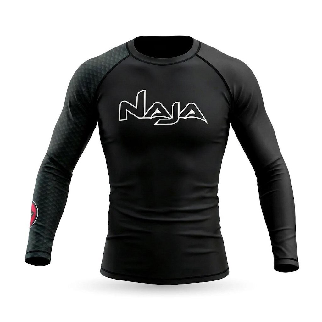 Rash Guard Naja Snake Manga Longa Compressão Jiu Jitsu BJJ - Preto