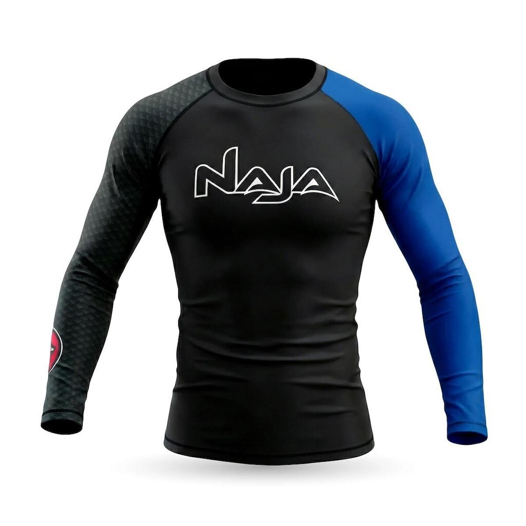 Rash Guard Naja Snake Manga Longa Compressão Jiu Jitsu BJJ - Preto/Azul