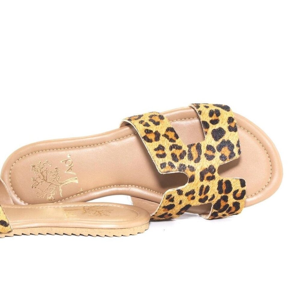 Rasteira Animal Print Onça Em Couro Numeração Especial Até o 44