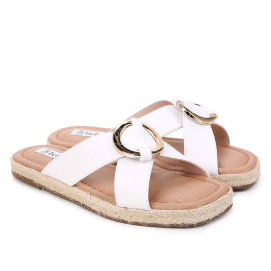 Rasteira Bebecê Espadrille Tiras Cruzadas Feminina - Branco