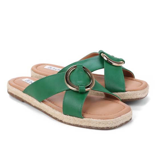 Rasteira Bebecê Espadrille Tiras Cruzadas Feminina - Verde