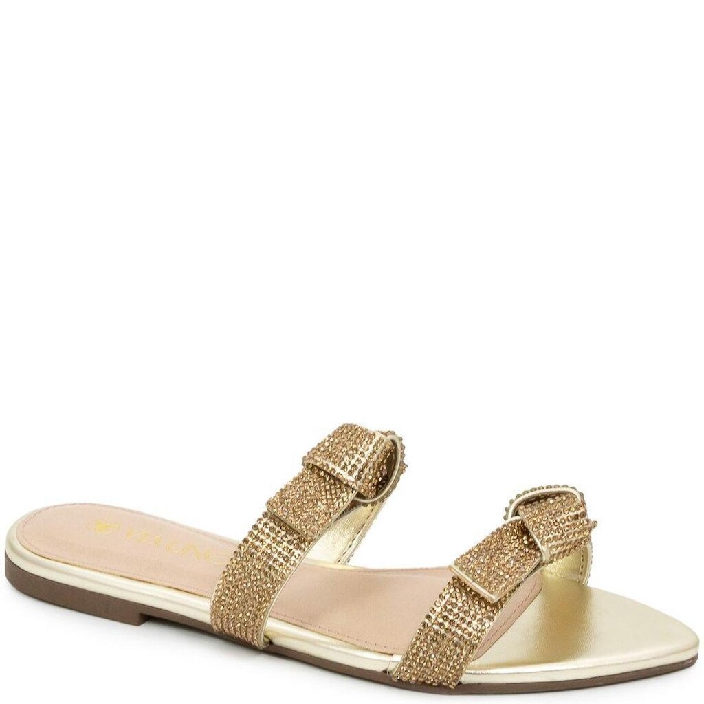 Rasteira Bico Folha Knots com Strass Verão Via Uno 508045