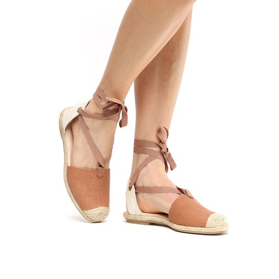 Rasteira Couro Bottero Espadrille Corda - Bege