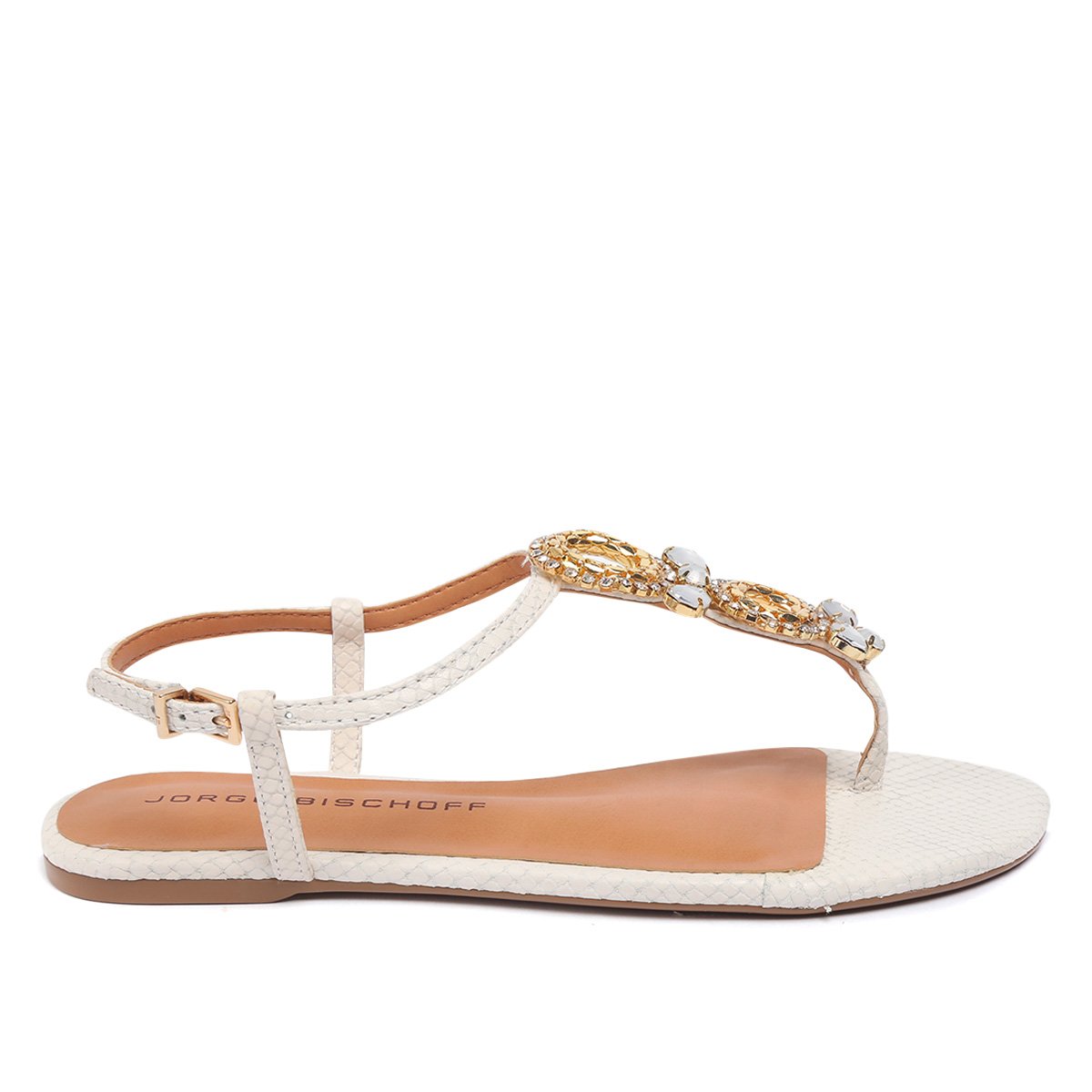 Compre Rasteira Couro Jorge Bischoff Pedraria Preta Jorge Bischoff Online