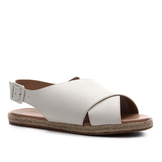 Rasteira Couro Shoestock Comfy Crossed - Branco