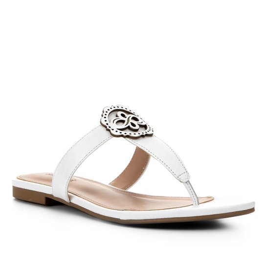Rasteira Couro Shoestock Laser - Off White