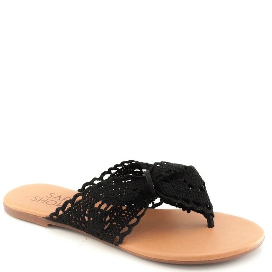 Rasteira Crochê Sapato Show - Preto
