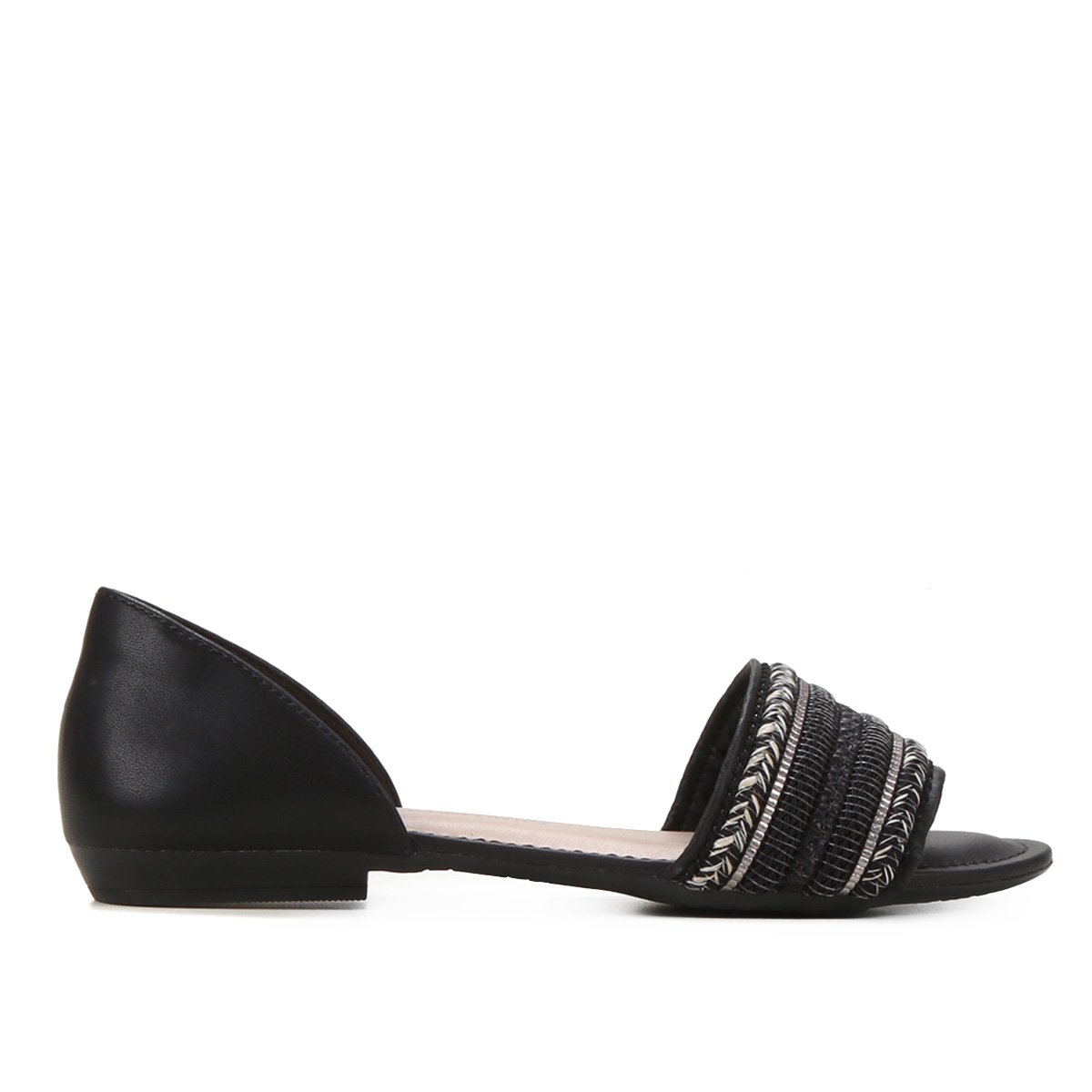 Rasteira Dakota Traseira Fechada acabamento Macramê - Preto Menor preço em Rasteira Dakota Traseira Fechada acabamento Macramê - Preto