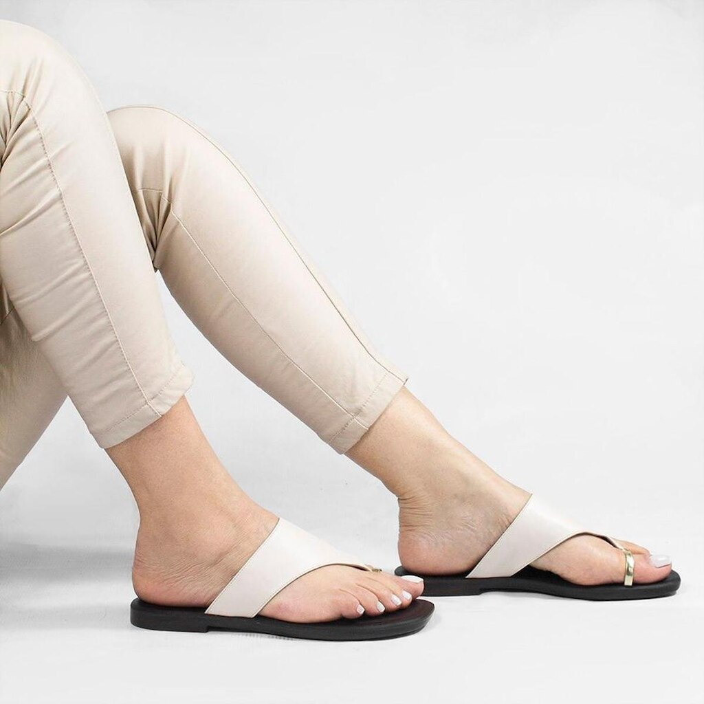 Rasteira de Dedo Metal Alaide Off White Branco 37