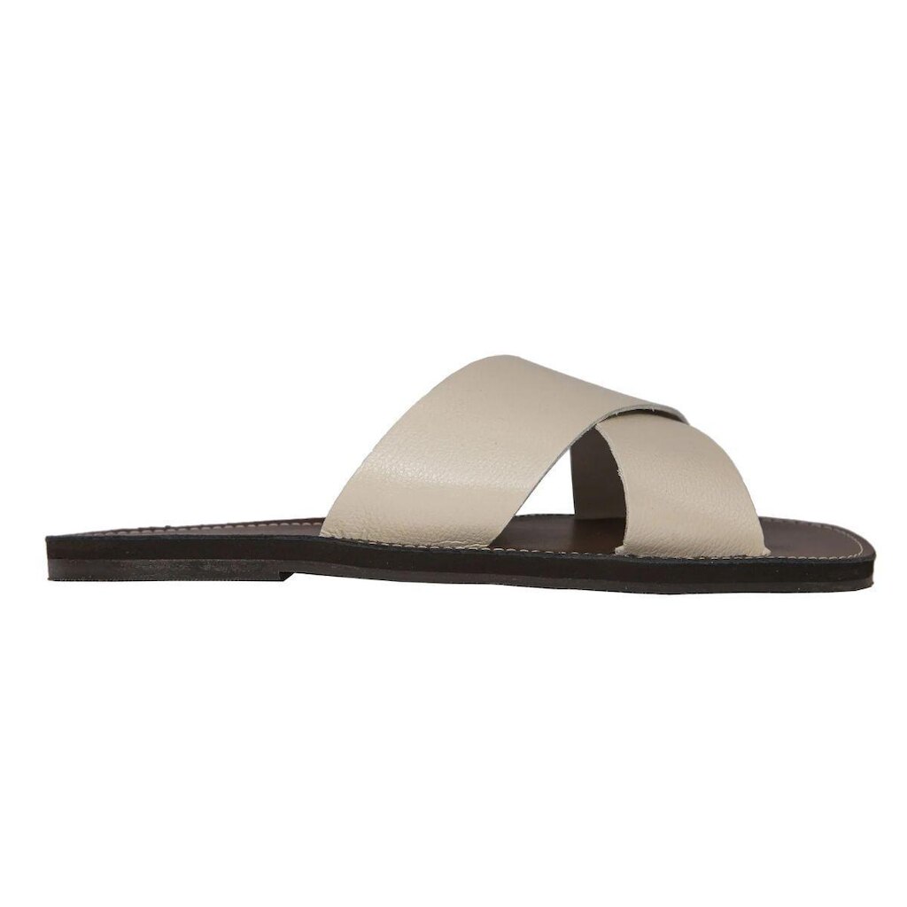 Rasteira em Couro Maite Democrata 683102 Off White