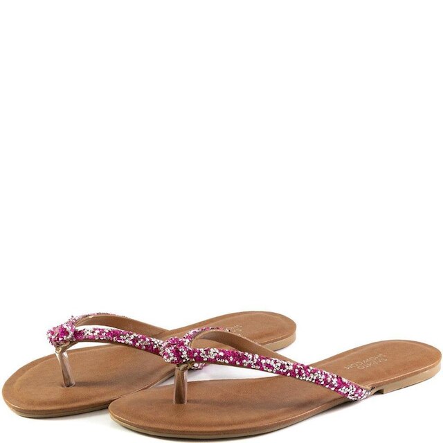 Rasteira Feminina De Dedo Strass e Spikes Sapato Show RR199