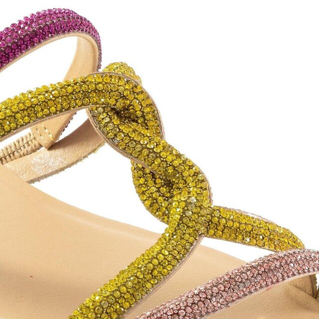 Rasteira Feminina Tiras Cruzadas de Strass Sapato Show RR184