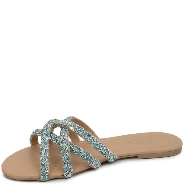 Rasteira Feminina Tiras de Strass Sapato Show Rr200