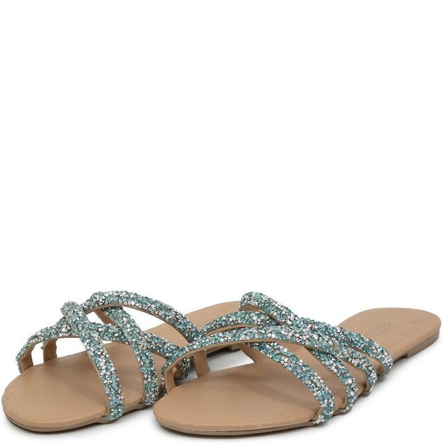 Rasteira Feminina Tiras de Strass Sapato Show Rr200