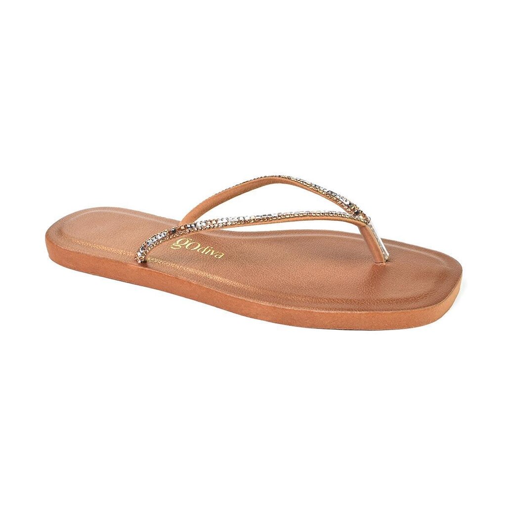 Rasteira Godiva Tiras Brilhantes Elegância Bronze
