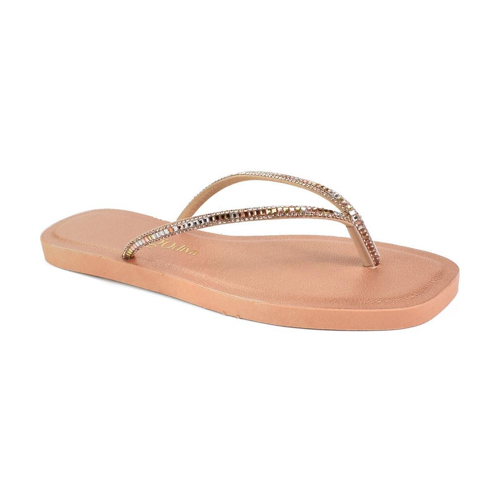 Rasteira Godiva Tiras Brilhantes Elegância Cobre