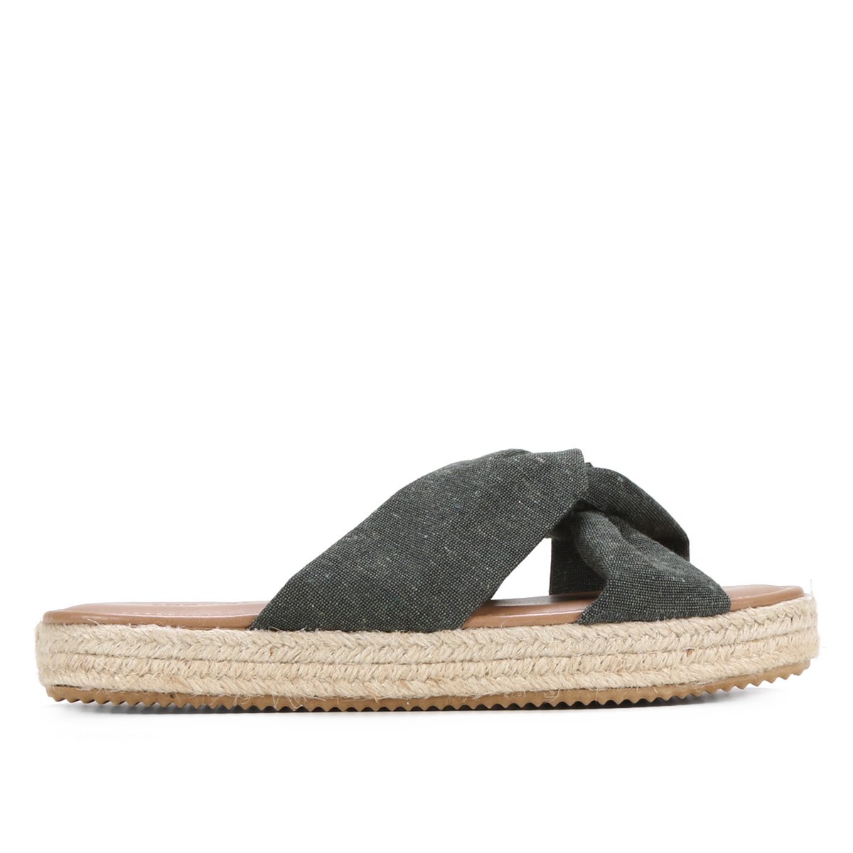 Rasteira Look Fashion Corda Tiras Cruzadas - Verde Menor preço em Rasteira Look Fashion Corda Tiras Cruzadas - Verde