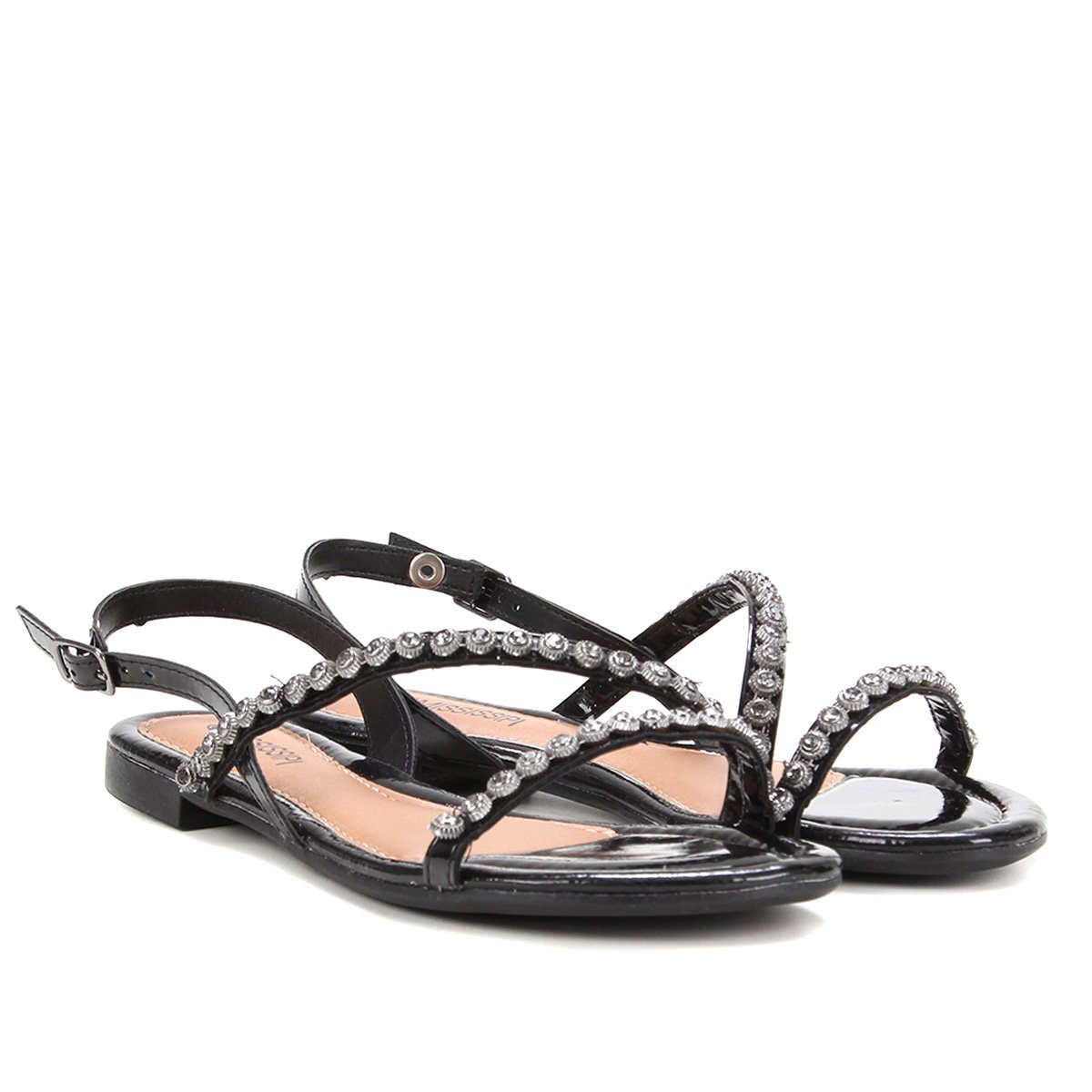 Rasteira Mississipi Spacys Pedraria - Preto | Zattini