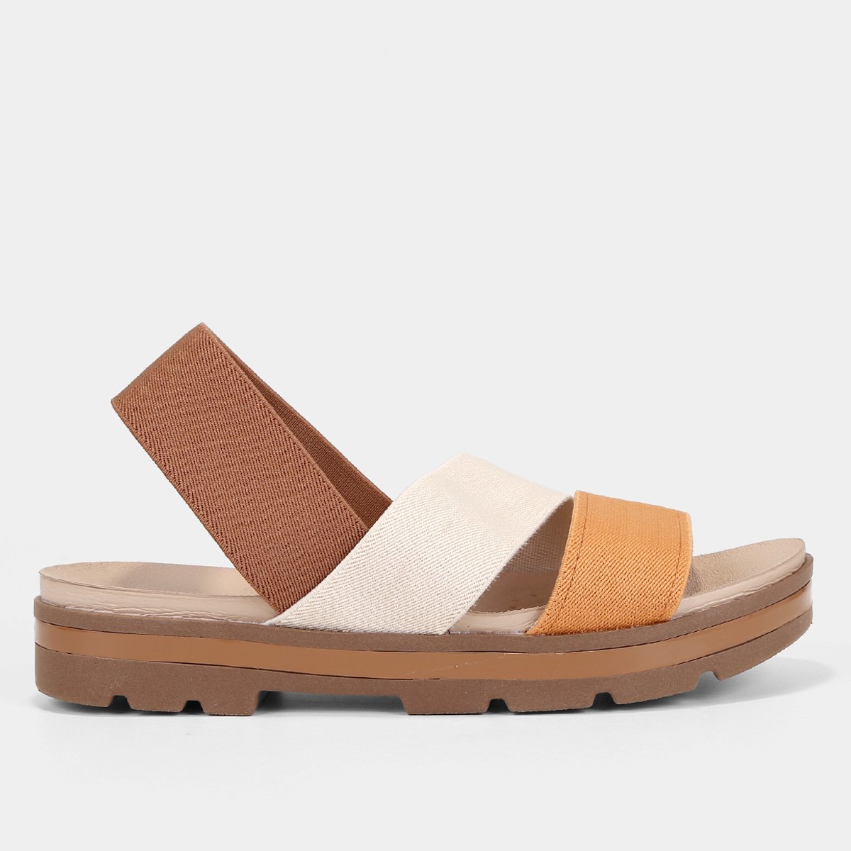 Rasteira Modare Flatform Tiras Feminina - Caramelo+Laranja Menor preço em Rasteira Modare Flatform Tiras Feminina - Caramelo+Laranja
