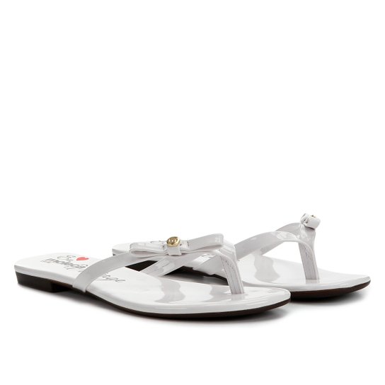 Rasteira Moleca Básica Verniz Feminina - Branco