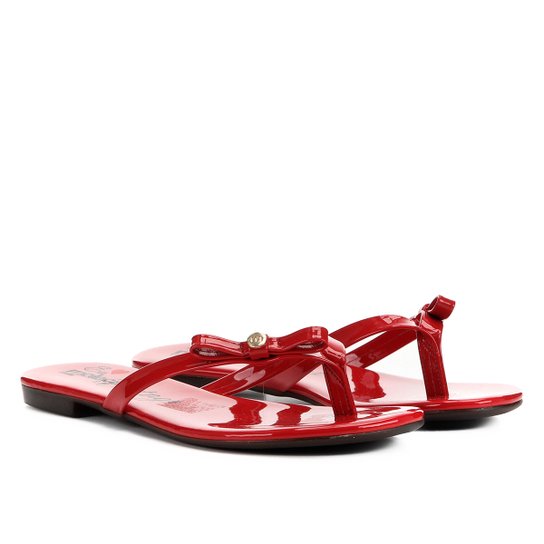 Rasteira Moleca Básica Verniz Feminina - Vermelho