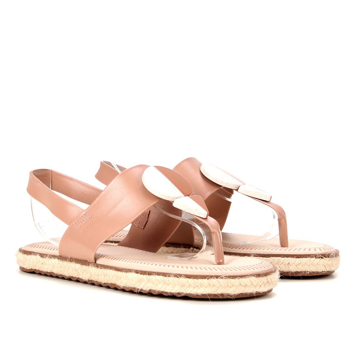 Rasteira Moleca Corda Apliques - Nude Menor preço em Rasteira Moleca Corda Apliques - Nude